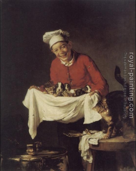 Claude Joseph Bail : A Boy with dogs and Kittens Claude Joseph Bail : A Boy with dogs and Kittens